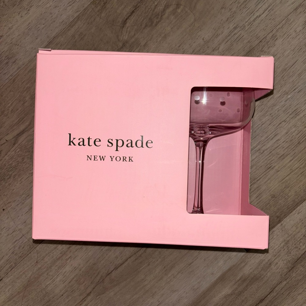 Kate Spade Pink Polka Dot Wine Glass